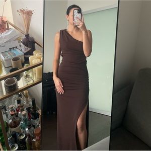 Zara brown one shoulder dress